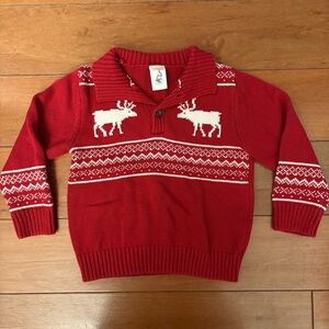2T Moose Red Winter Sweater Nautica Gymboree Preppy Winter wear Fair Isle